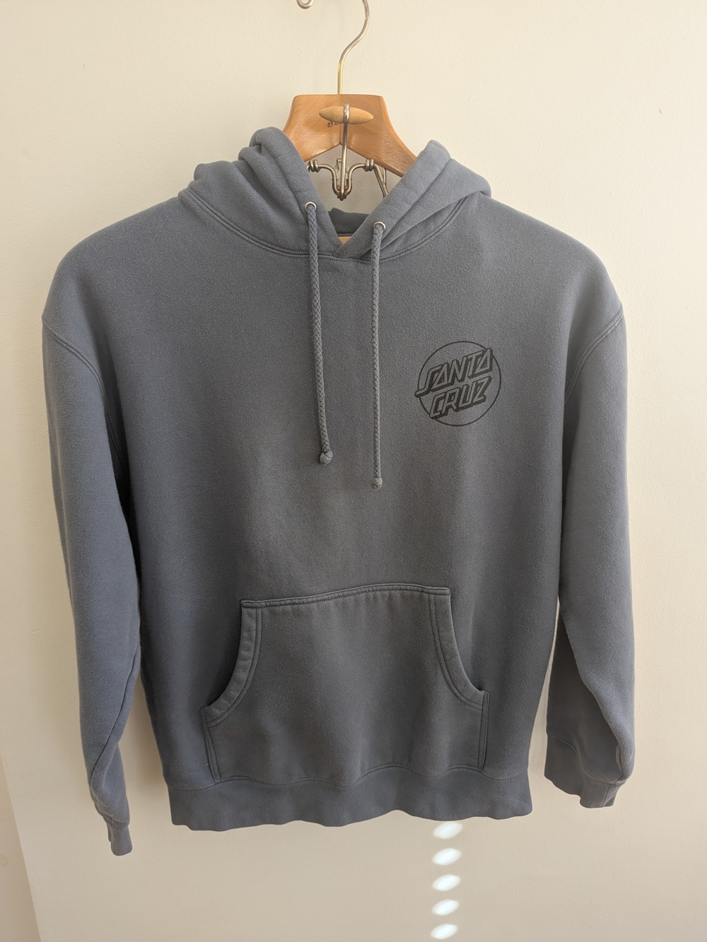 Vintage Santa Cruz Skateboards Hoodie Sweatshirt Gray Blue Men's Size Medium